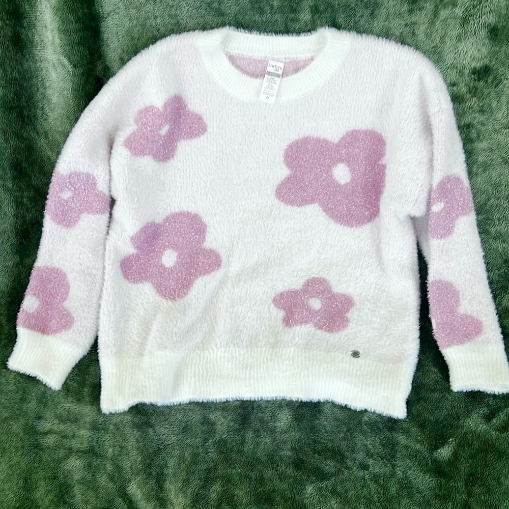 Floral Pink and White Sweater Girls